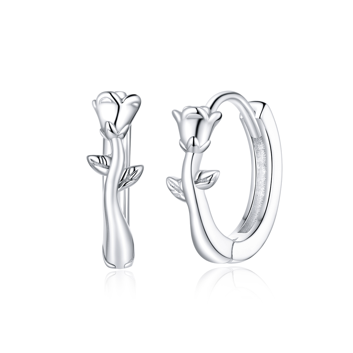 pandora style elegant rose hoop earrings bse442