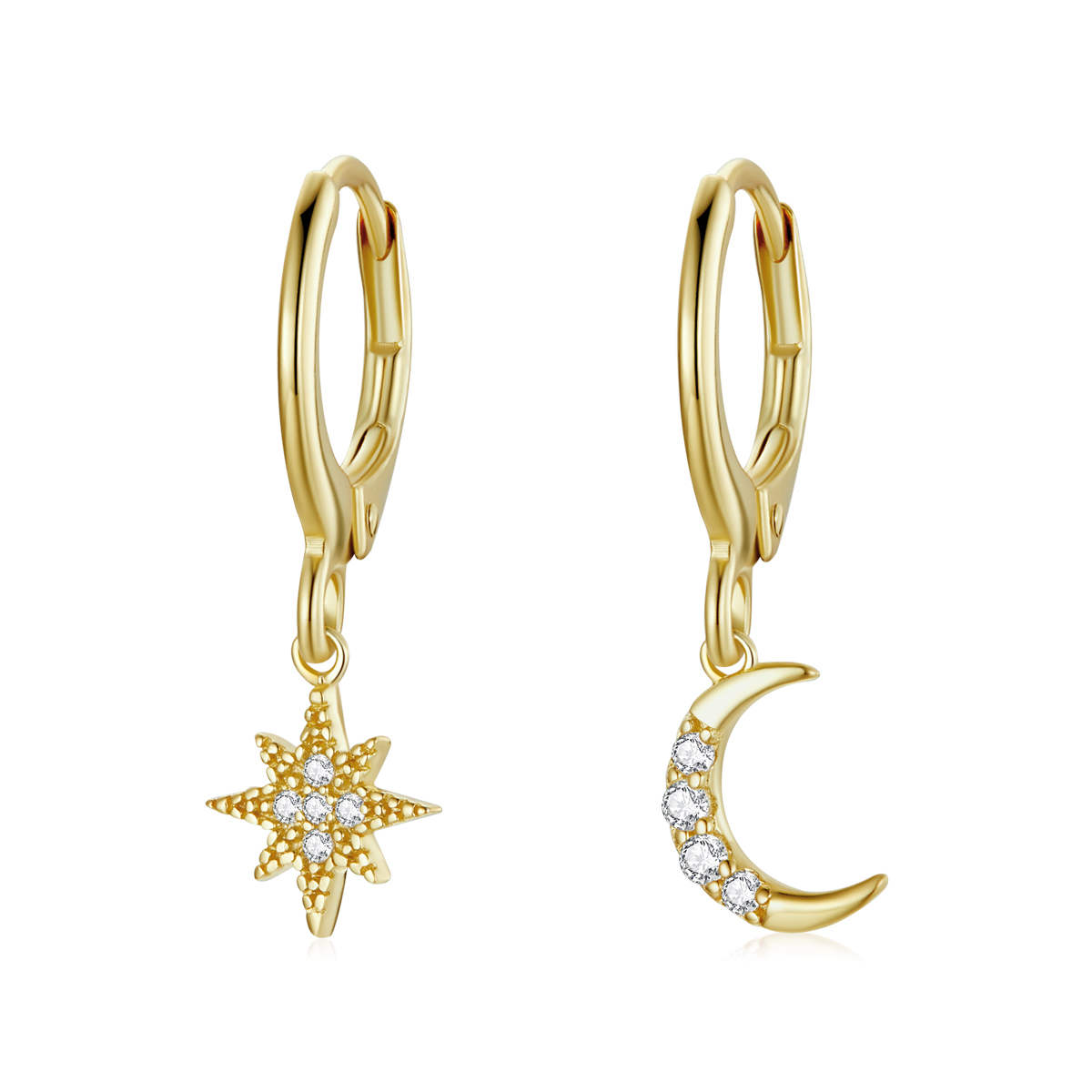 pandora style golden moon hoop earrings sce1267