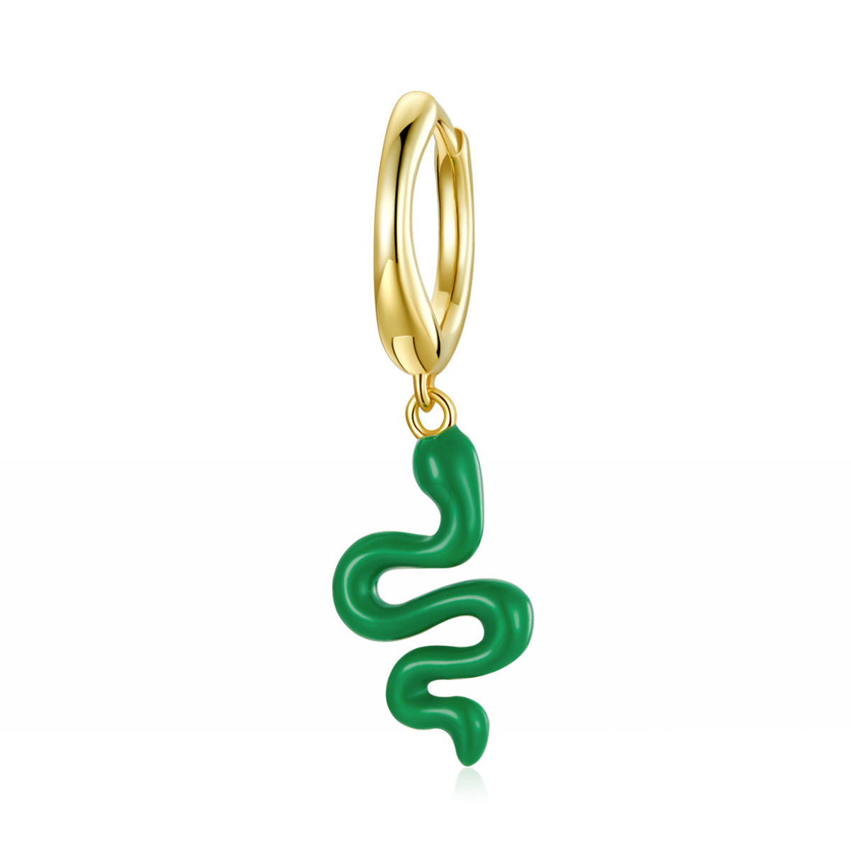 pandora style green snake hoop earrings sce1234