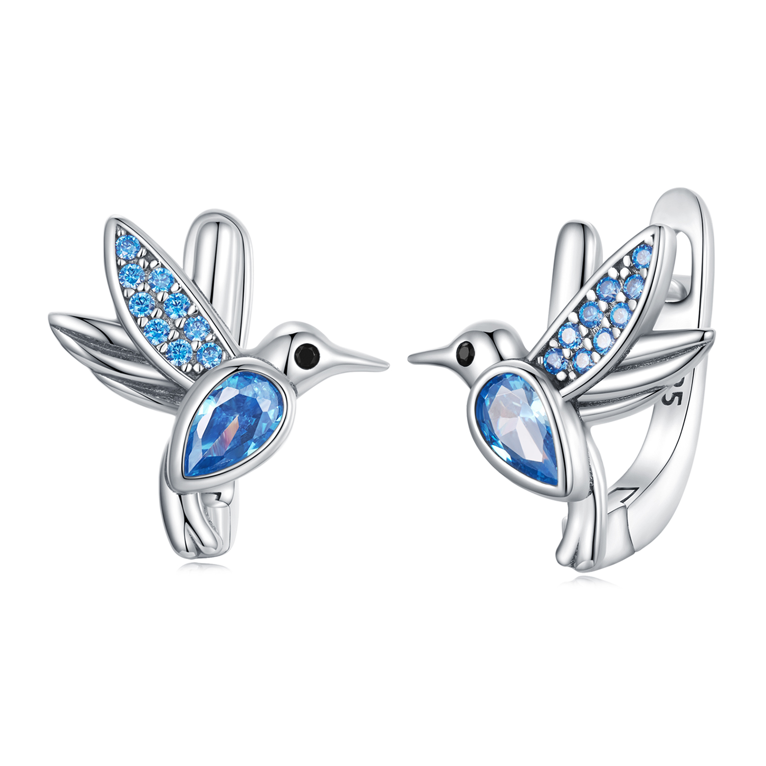 pandora style hummingbird hoop earrings sce1503