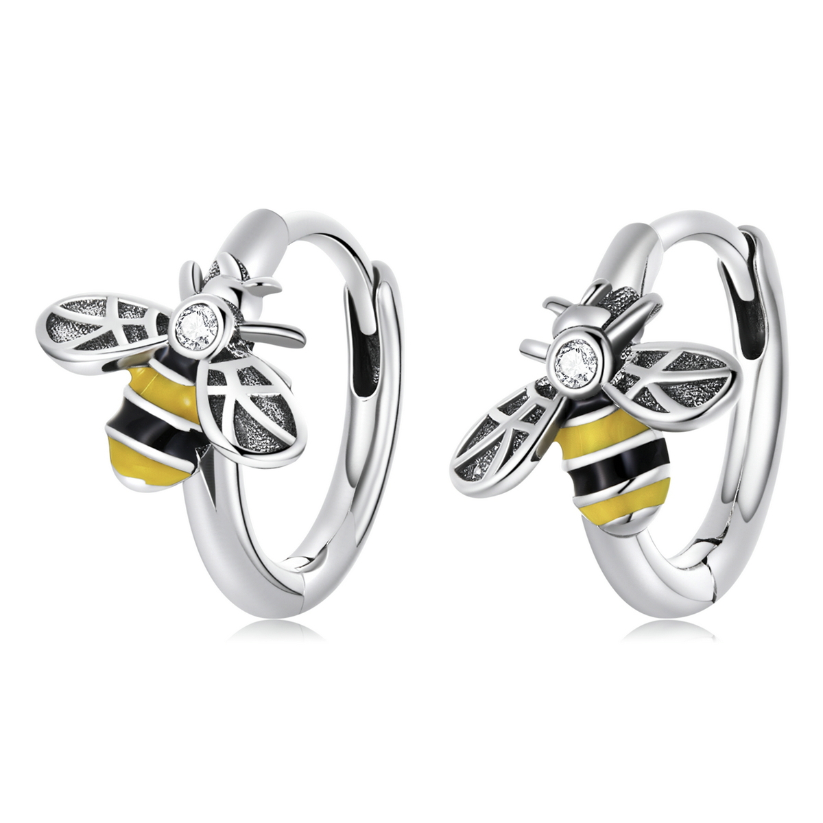 pandora style mini bee hoop earrings sce1337