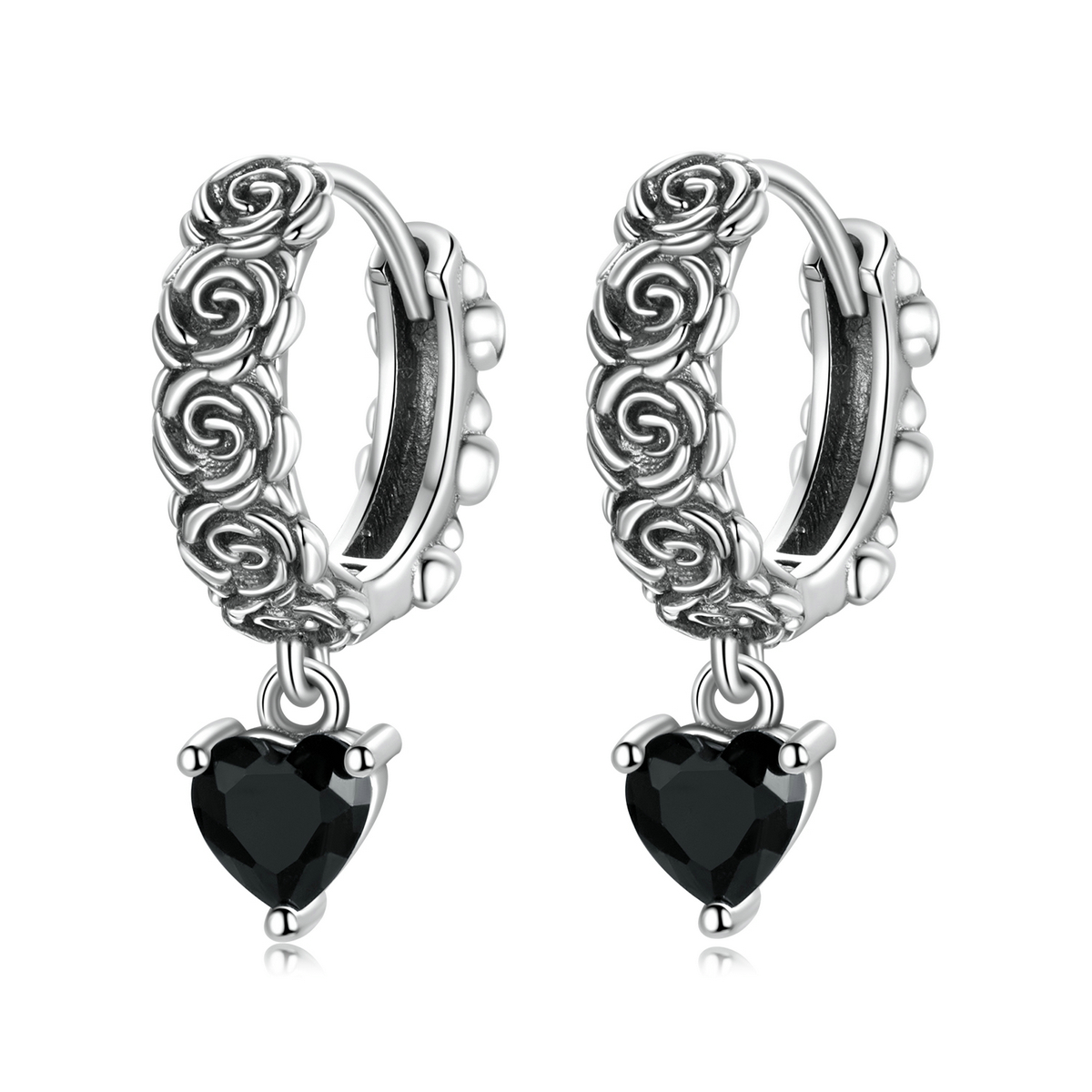 pandora style night rose hoop earrings bse535