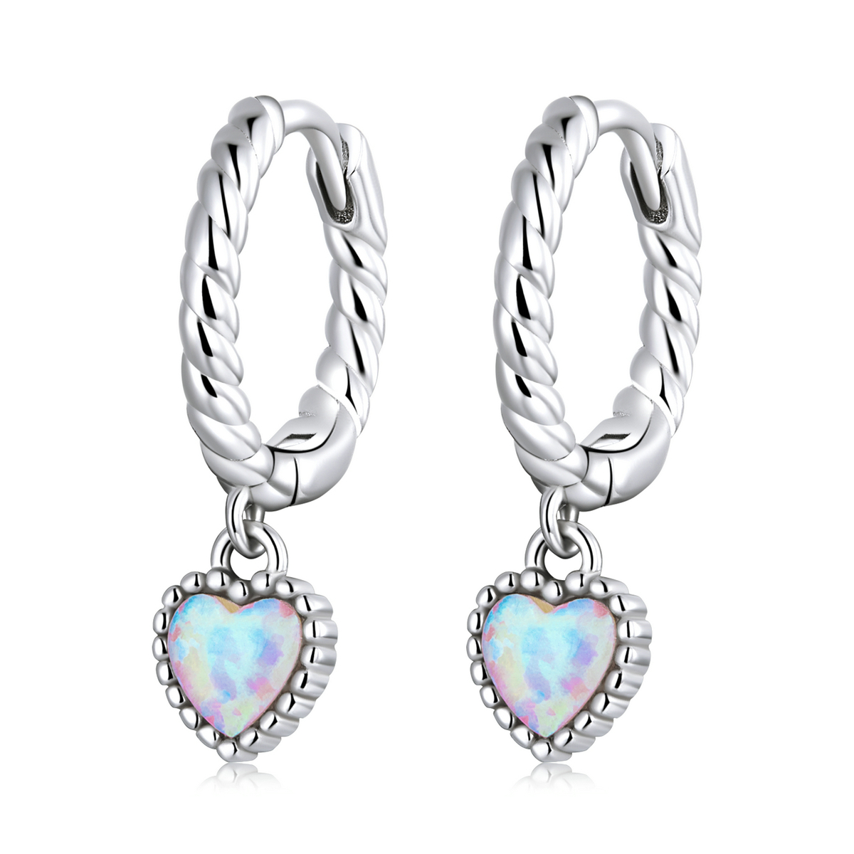 pandora style opal love hoop earrings sce1385