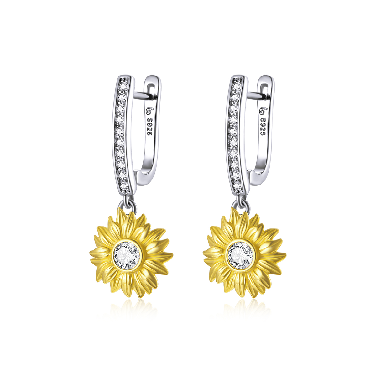 pandora style sun flower hoop earrings bse469