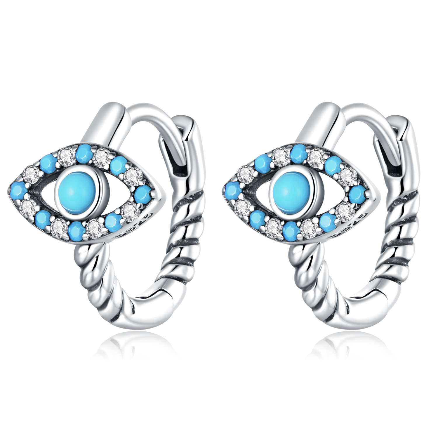 pandora style turquoise devil eye hoop earrings sce1418