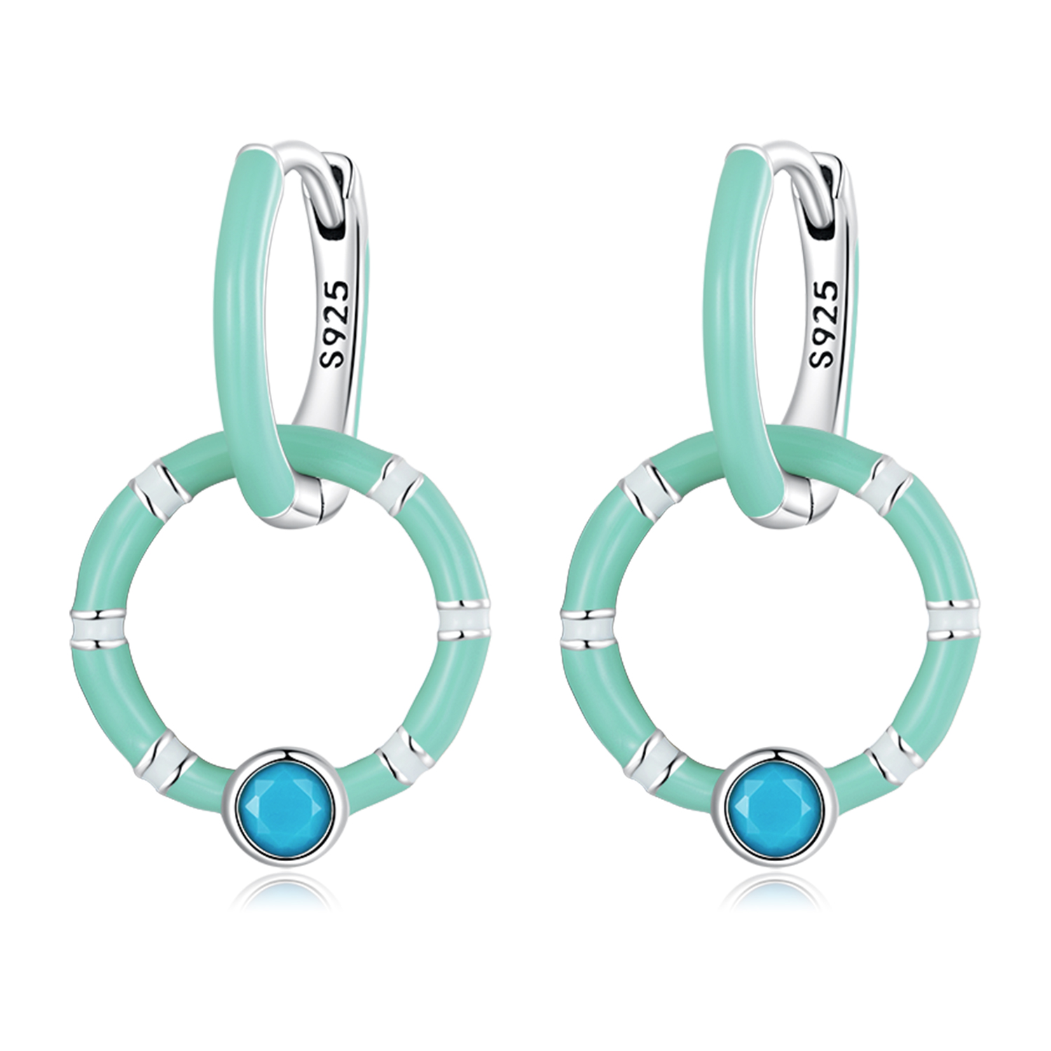 pandora style turquoise double circle hoop earrings sce1405