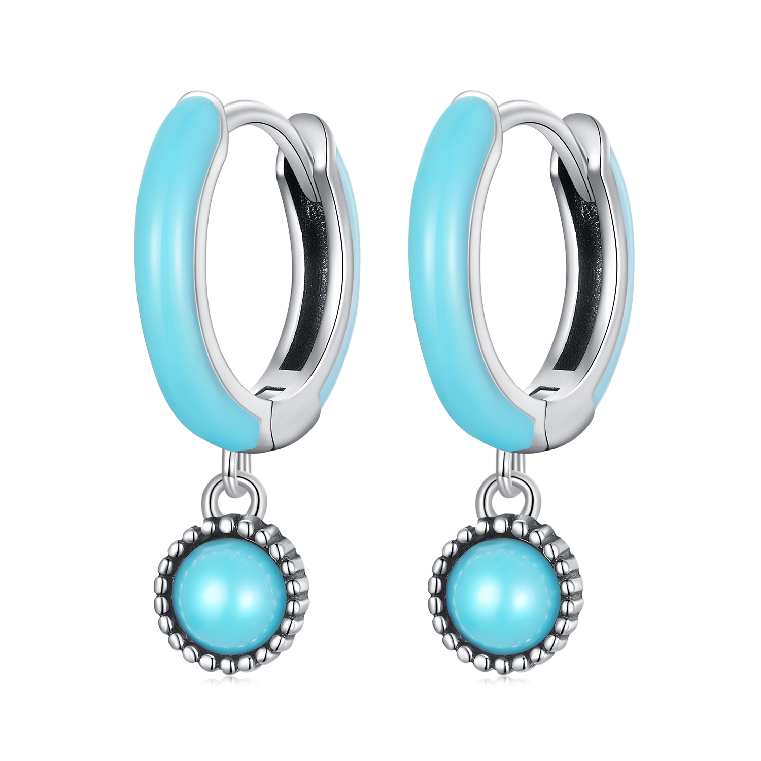 pandora style turquoise hoop earrings sce1510
