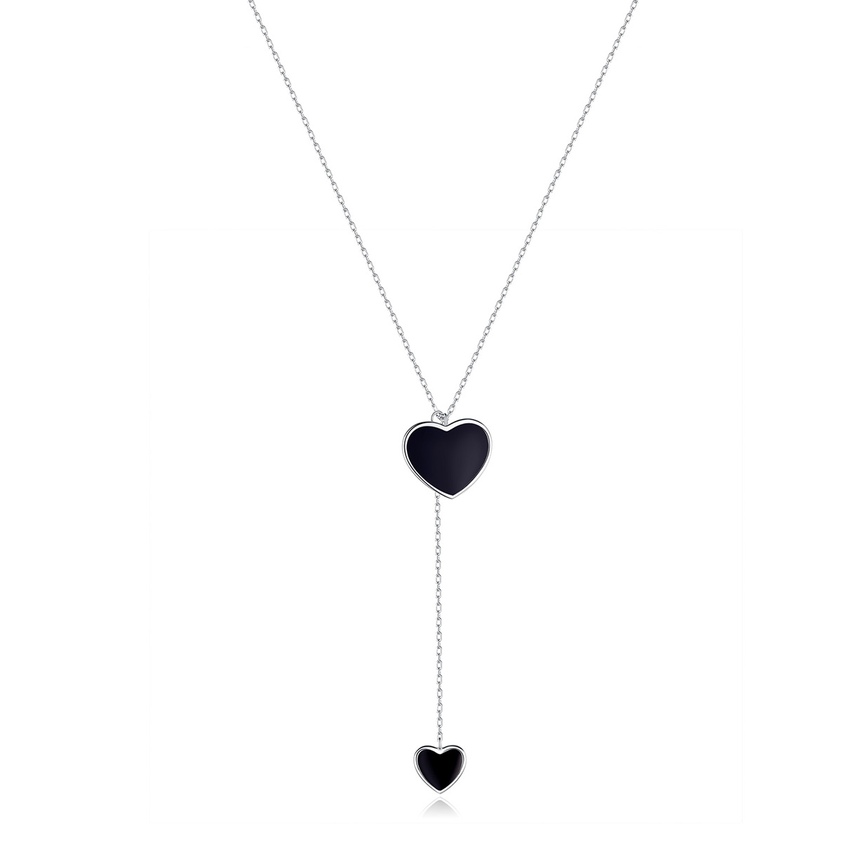 pandora style black heart necklace bsn095