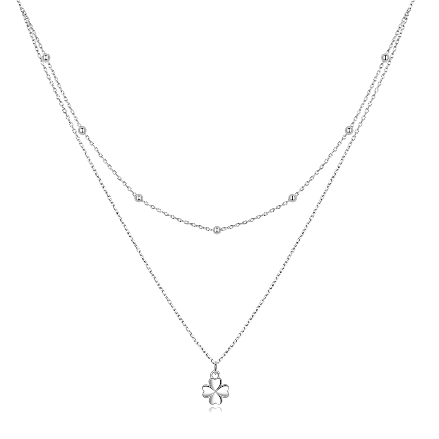 pandora style double clover necklace scn481