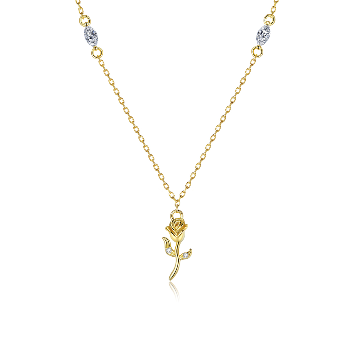 pandora style golden rose necklace scn464