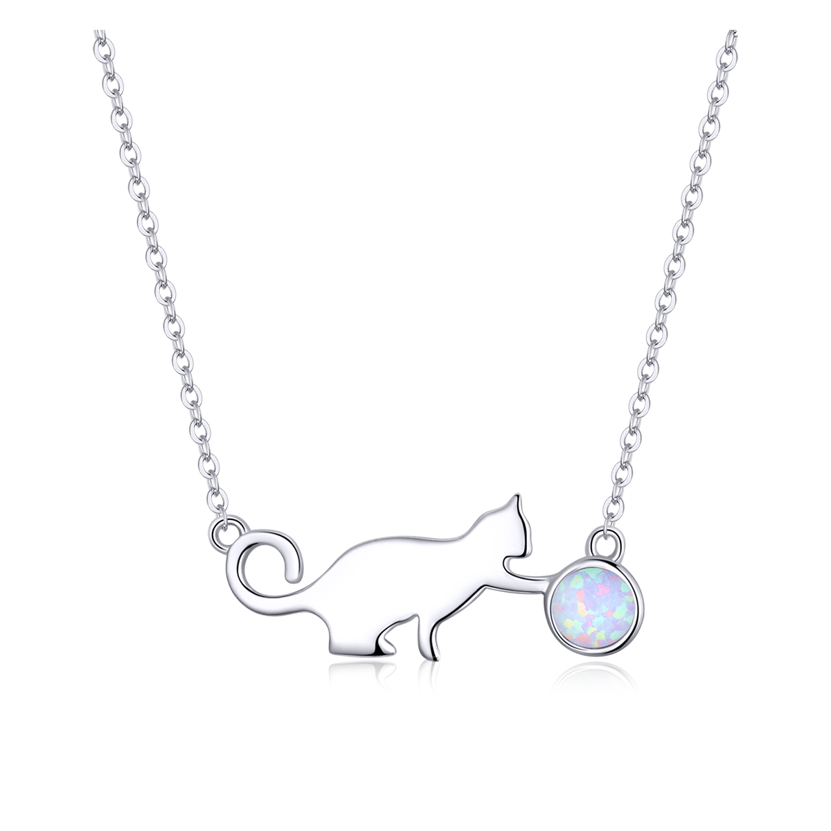 pandora style opal cat necklace scn395