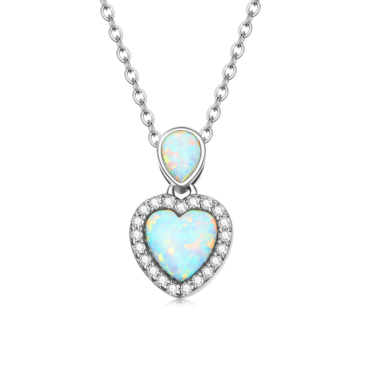 pandora style opal love necklace bsn243