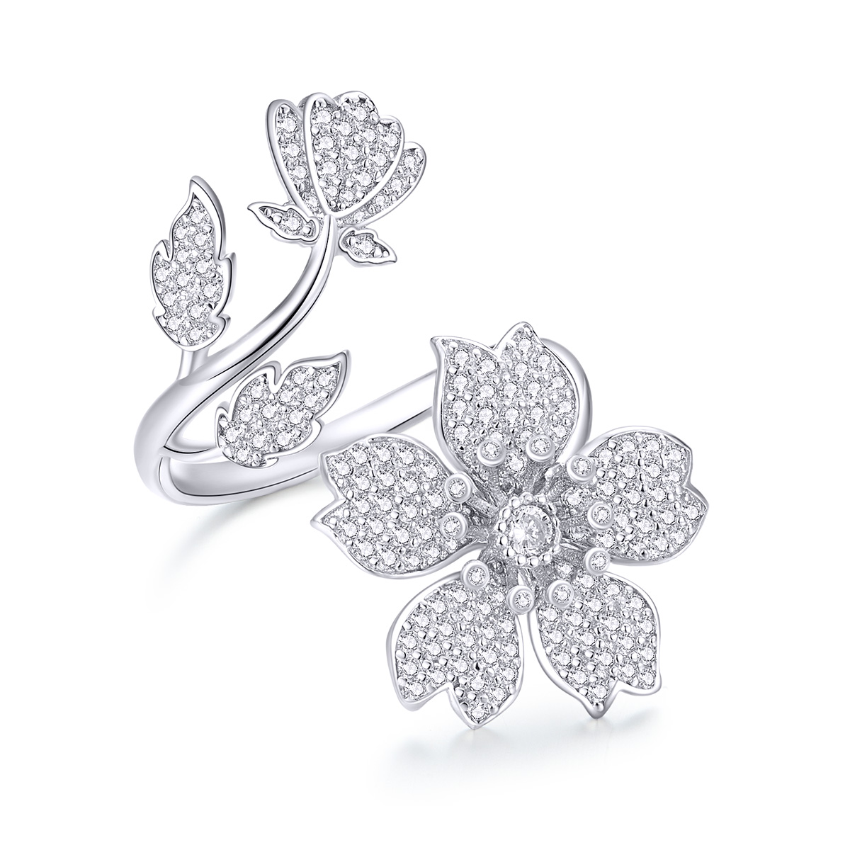 pandora style cherry blossoms open ring bsr076