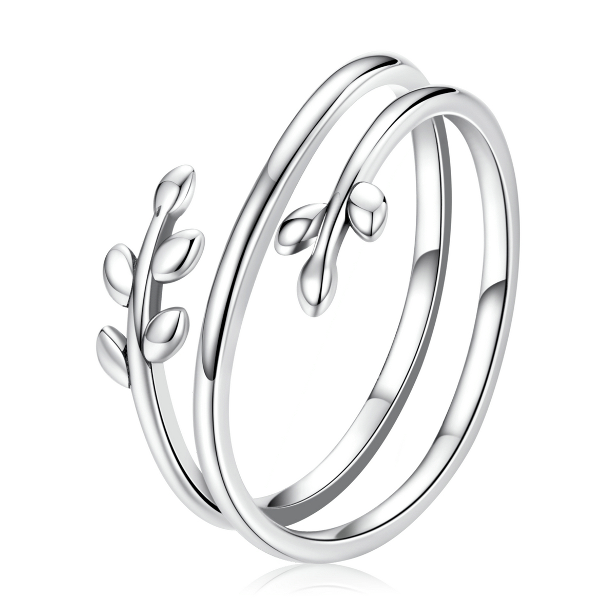 pandora style circles of leaves open ring scr755