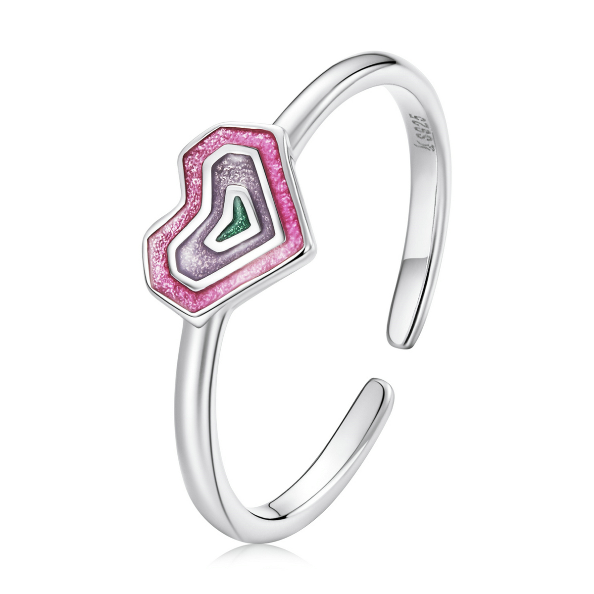 pandora style colorful hearts open ring scr775