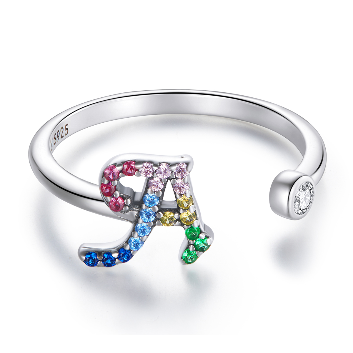 pandora style colorful letter a open ring scr723 a