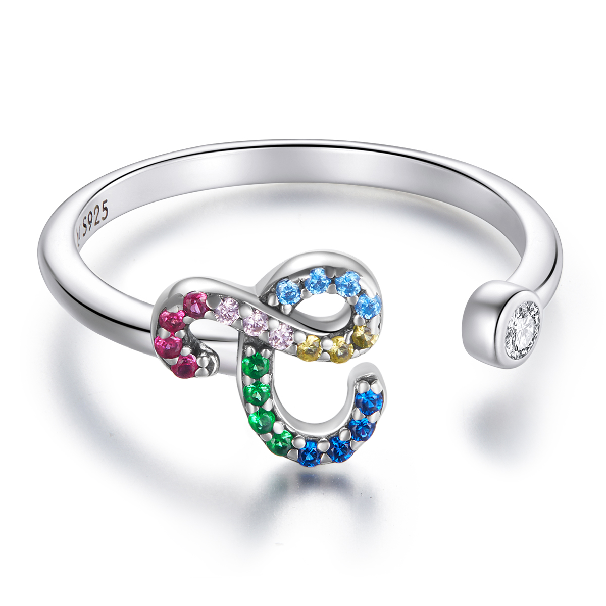 pandora style colorful letter c open ring scr723 c