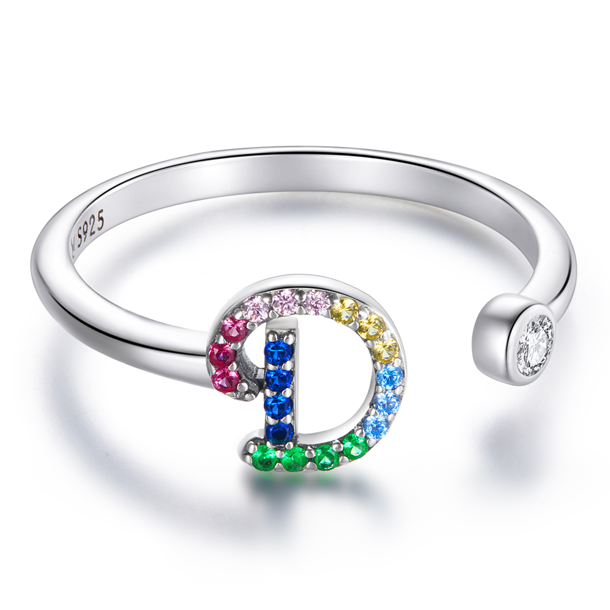 pandora style colorful letter d open ring scr723 d