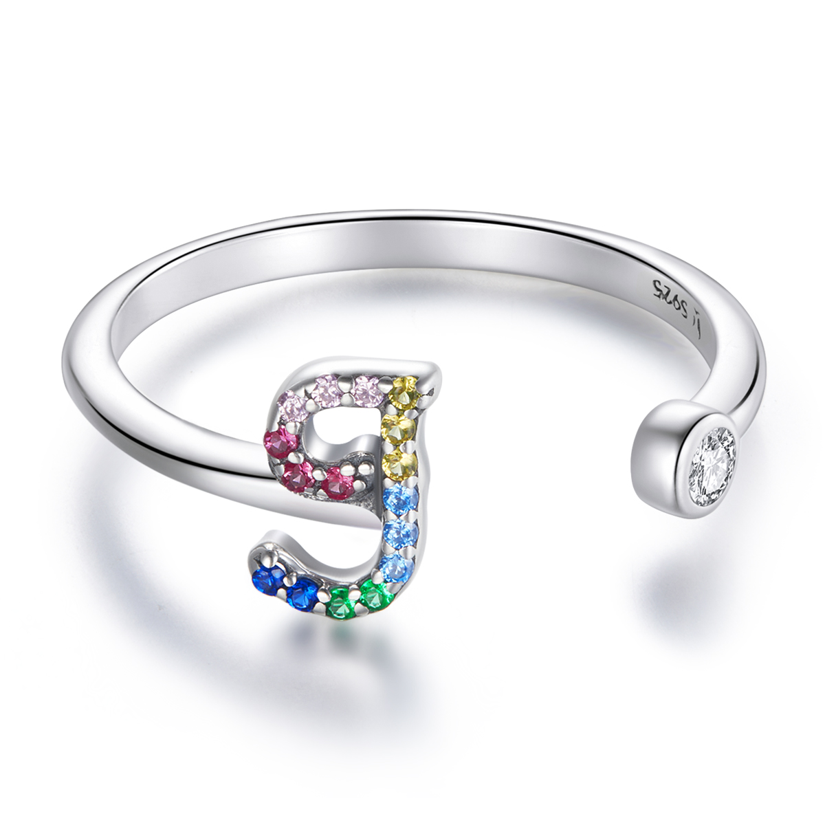 pandora style colorful letter j open ring scr723 j