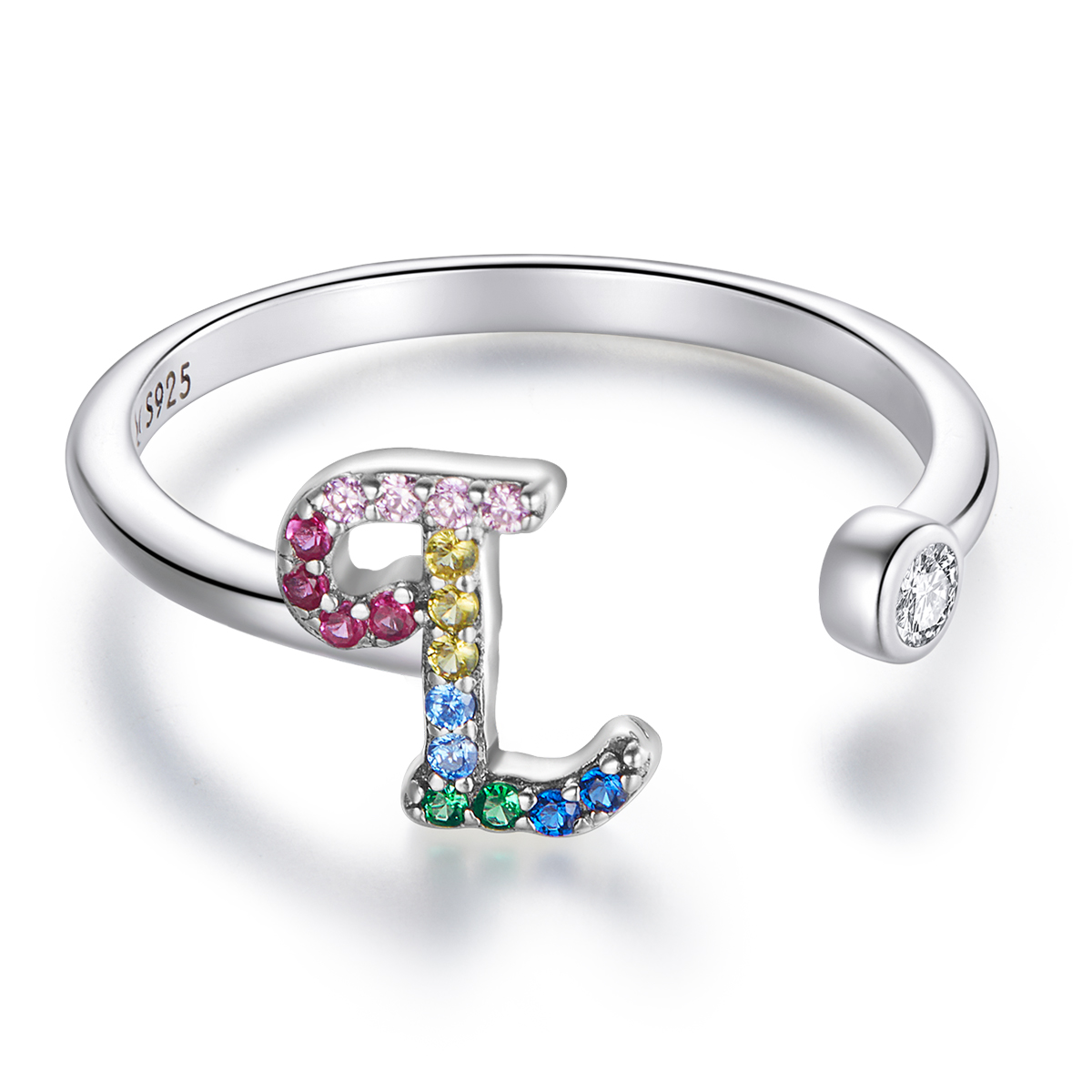pandora style colorful letter l open ring scr723 l
