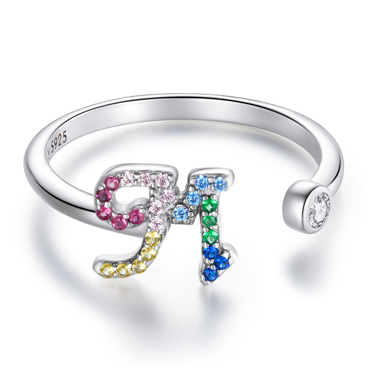 pandora style colorful letter m open ring scr723 m