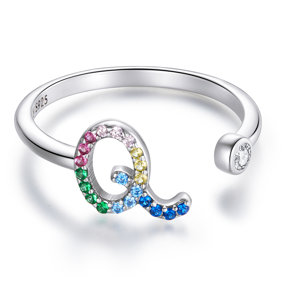 pandora style colorful letter q open ring scr723 q