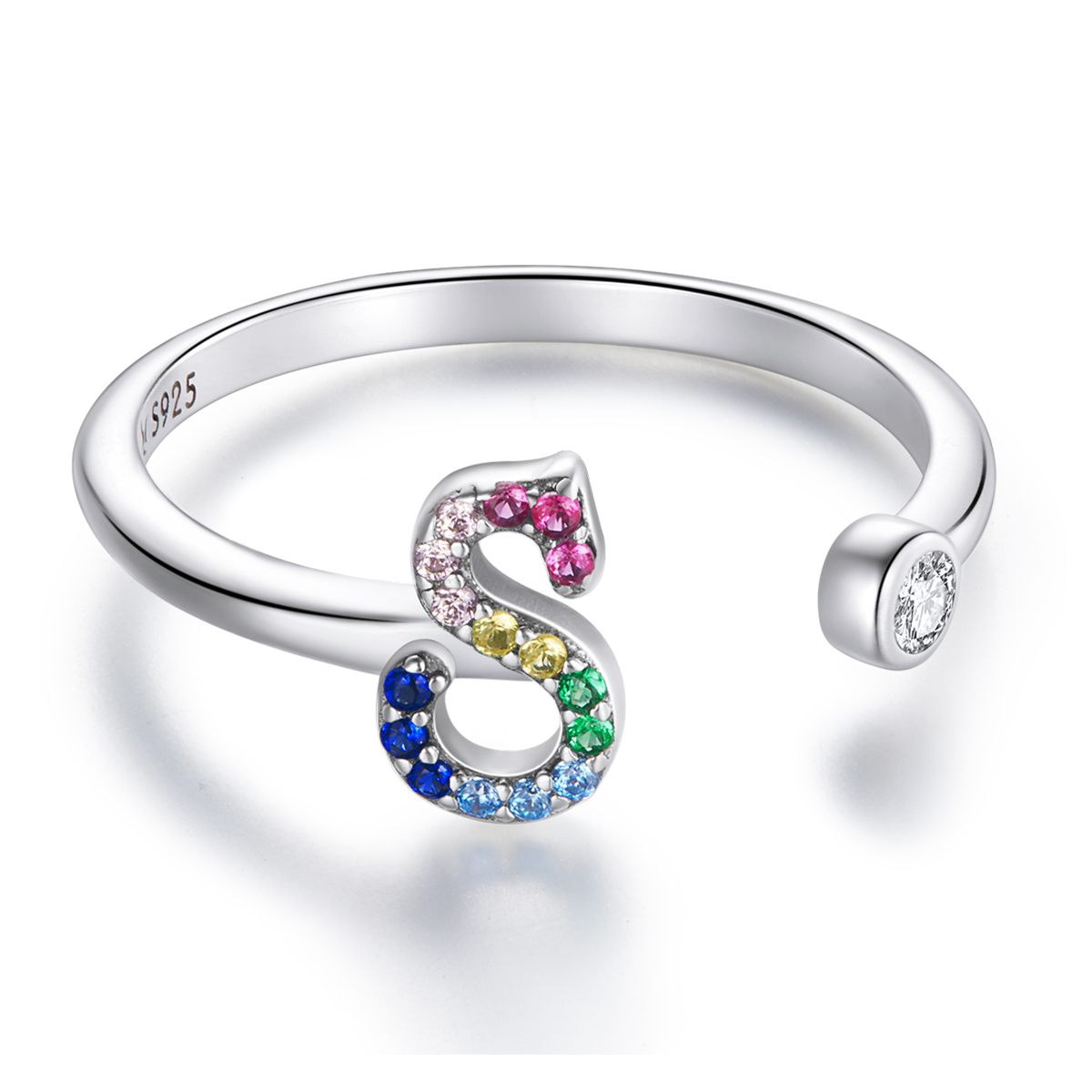pandora style colorful letter s open ring scr723 s