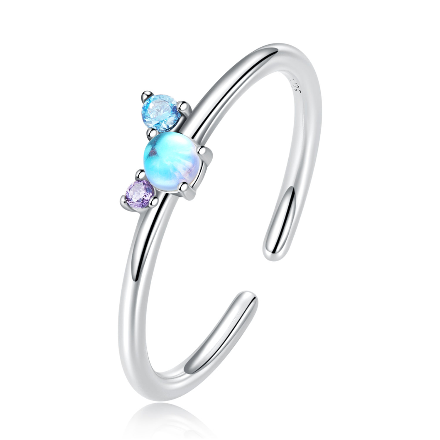 pandora style colorful moonstone open ring scr824