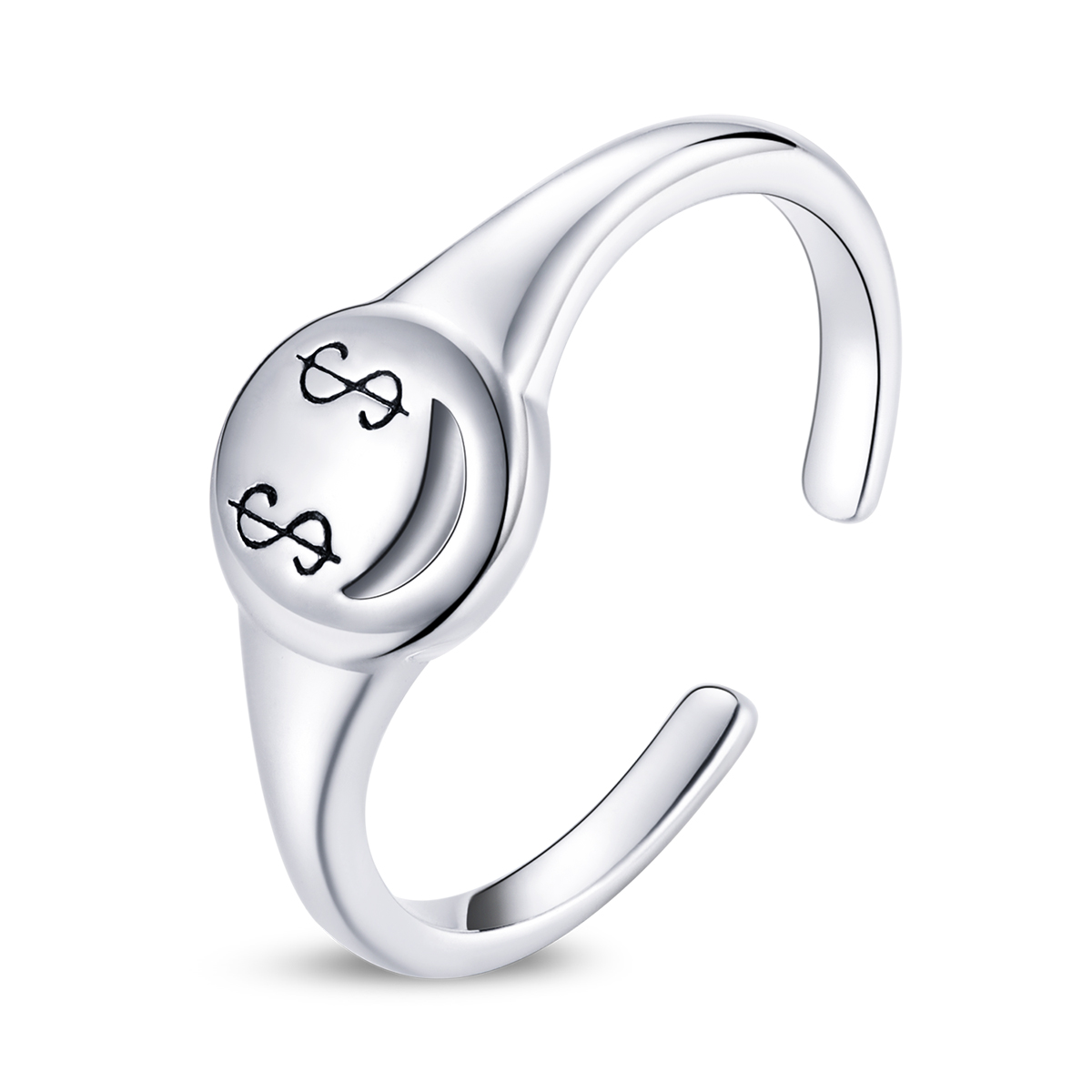 pandora style emoji see the money with open eyes open ring scr738
