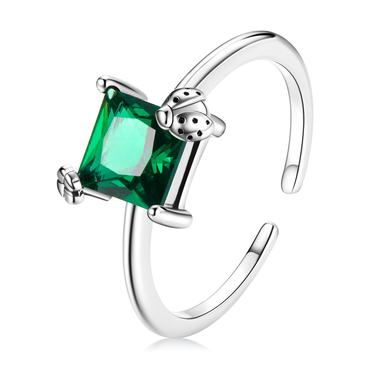 pandora style green zirconium open ring scr754