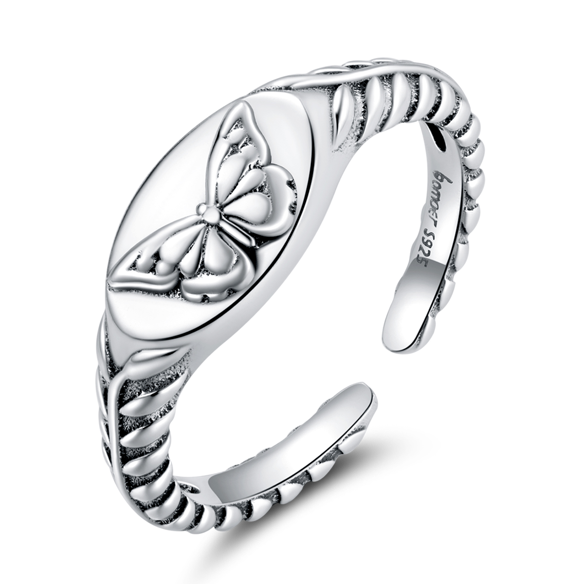 pandora style retro butterfly open ring bsr200