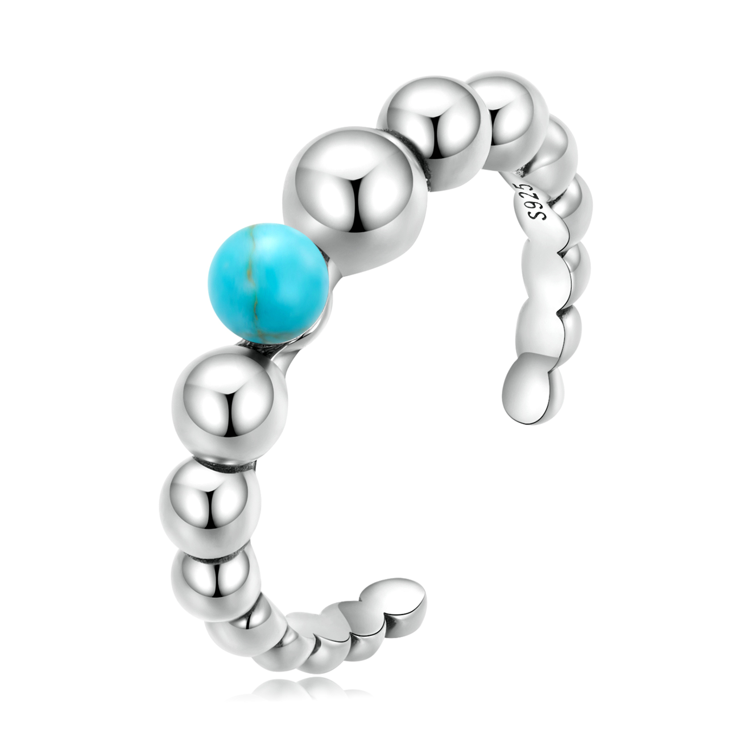 pandora style turquoise beans open ring scr833