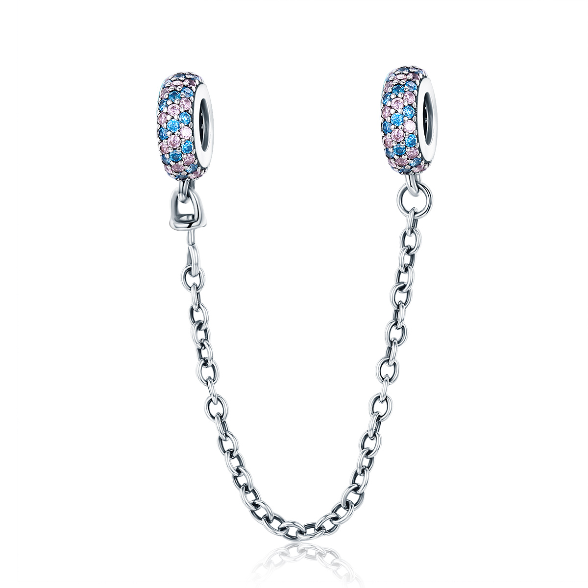 pandora style pink blue miracle safety chain scc379