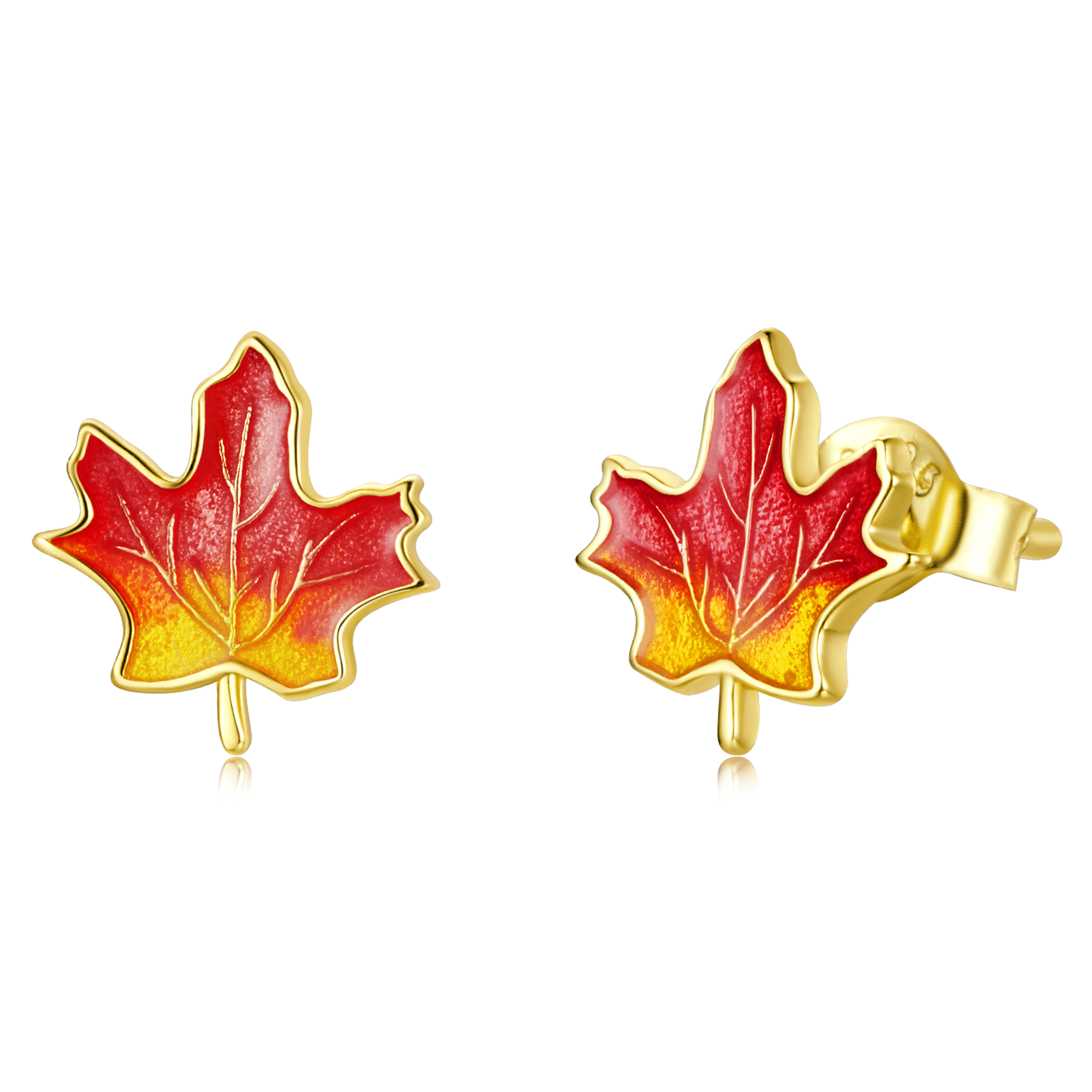 pandora style autumn maple leaf stud earrings sce1244
