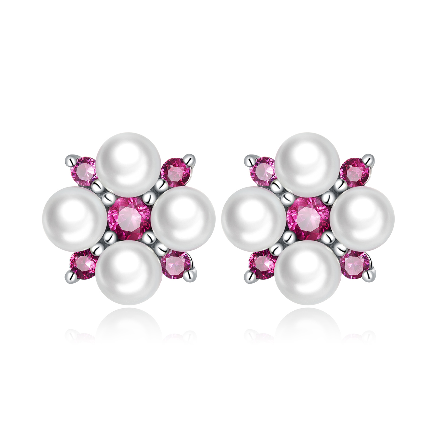 pandora style bead flower stud earrings sce1429