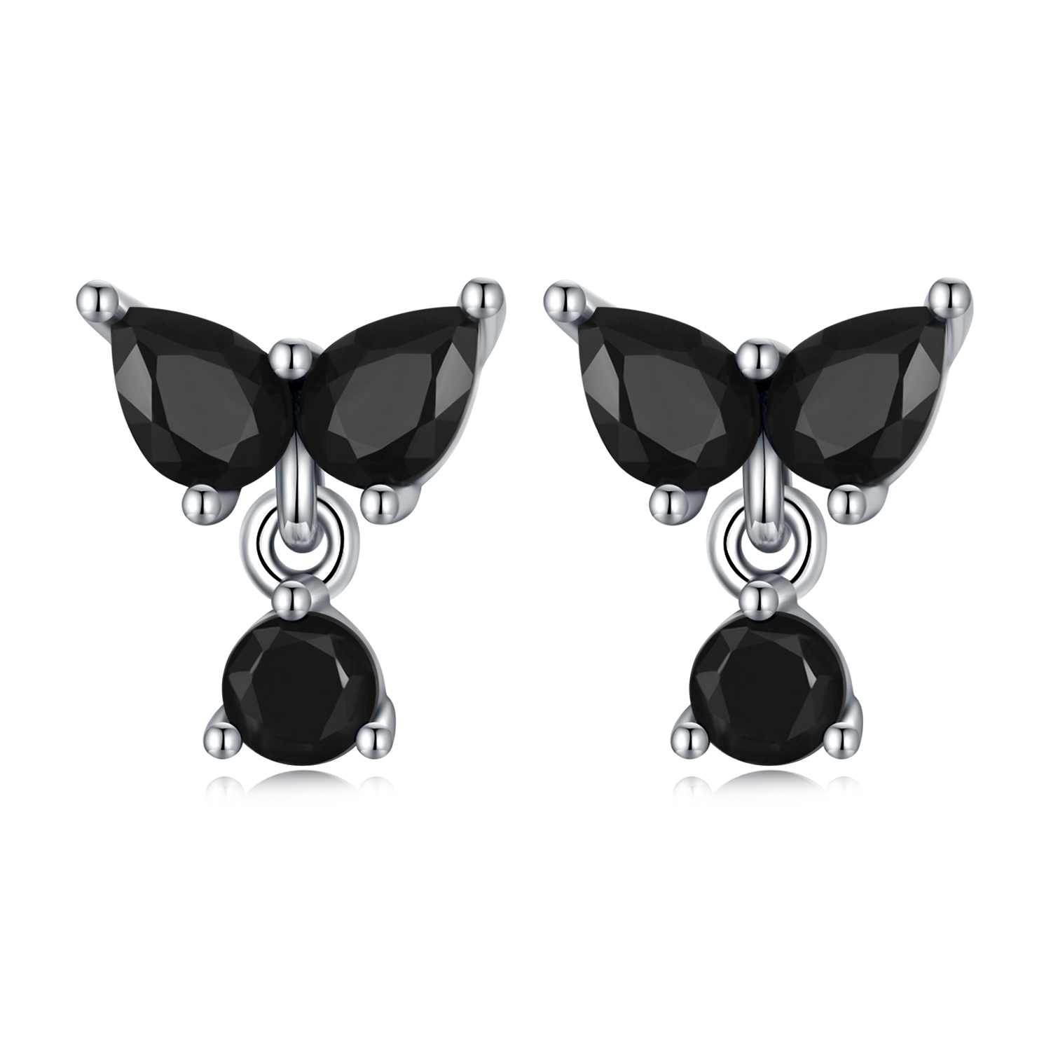 pandora style black zircon stud earrings sce1507