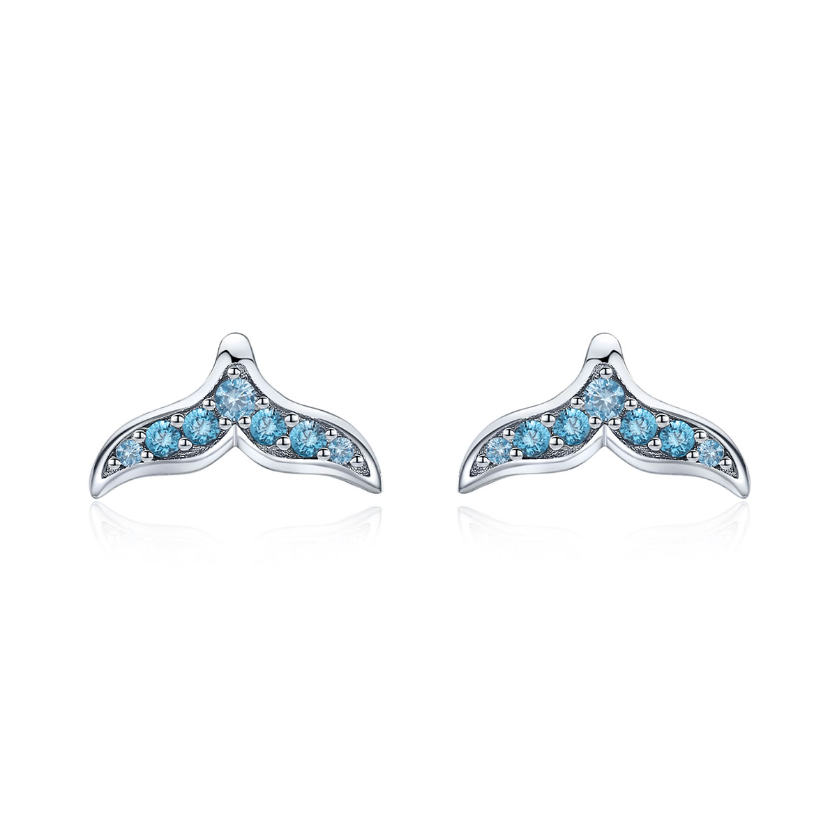 pandora style blue fishtail stud earrings bse058