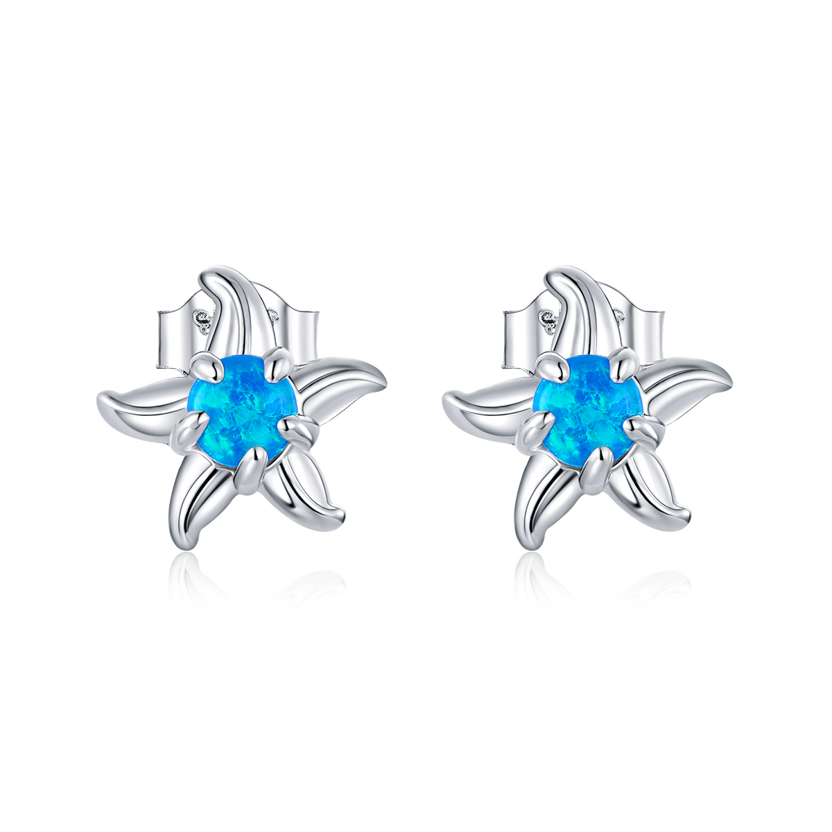 pandora style blue starfish stud earrings sce886