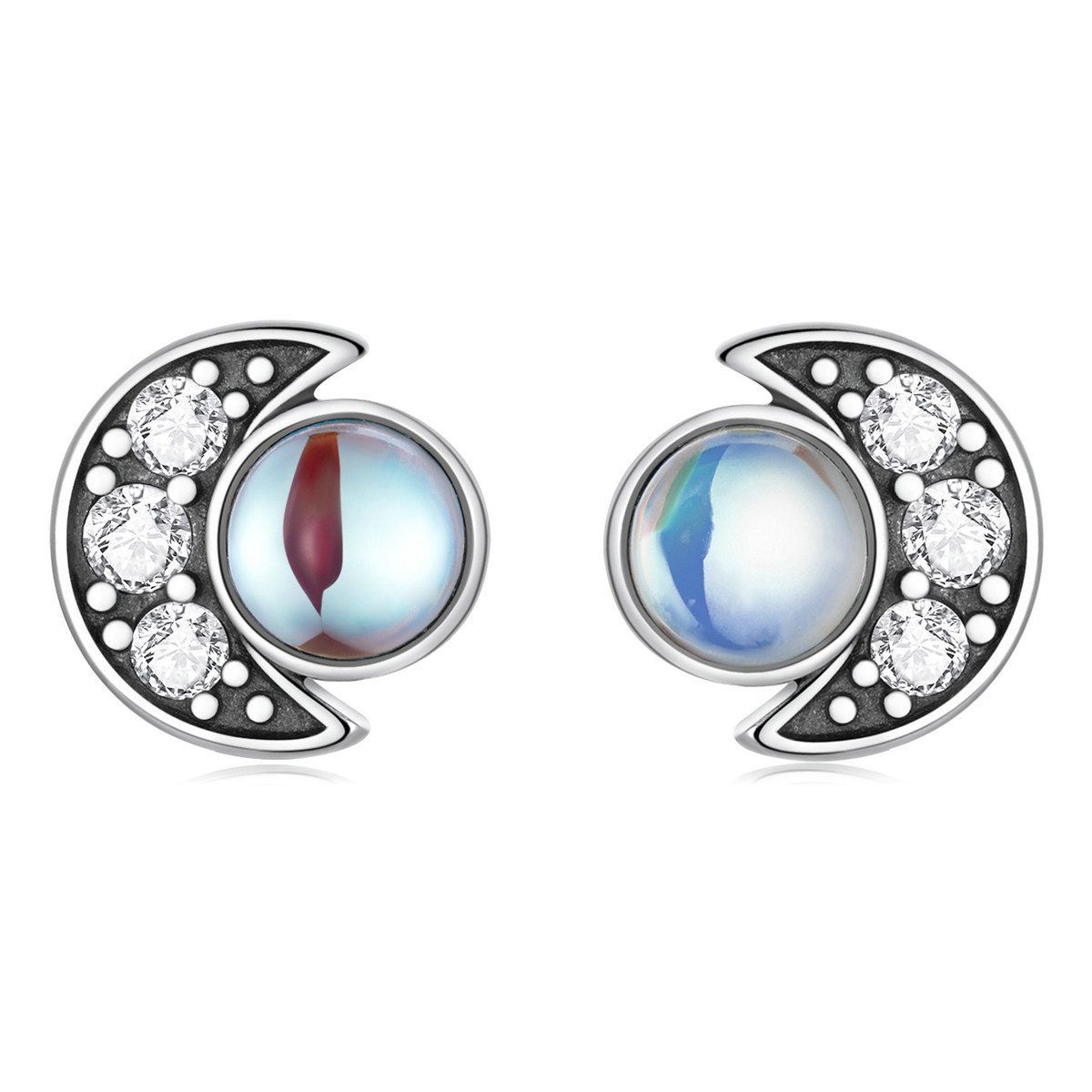 pandora style bright moon stud earrings sce1335