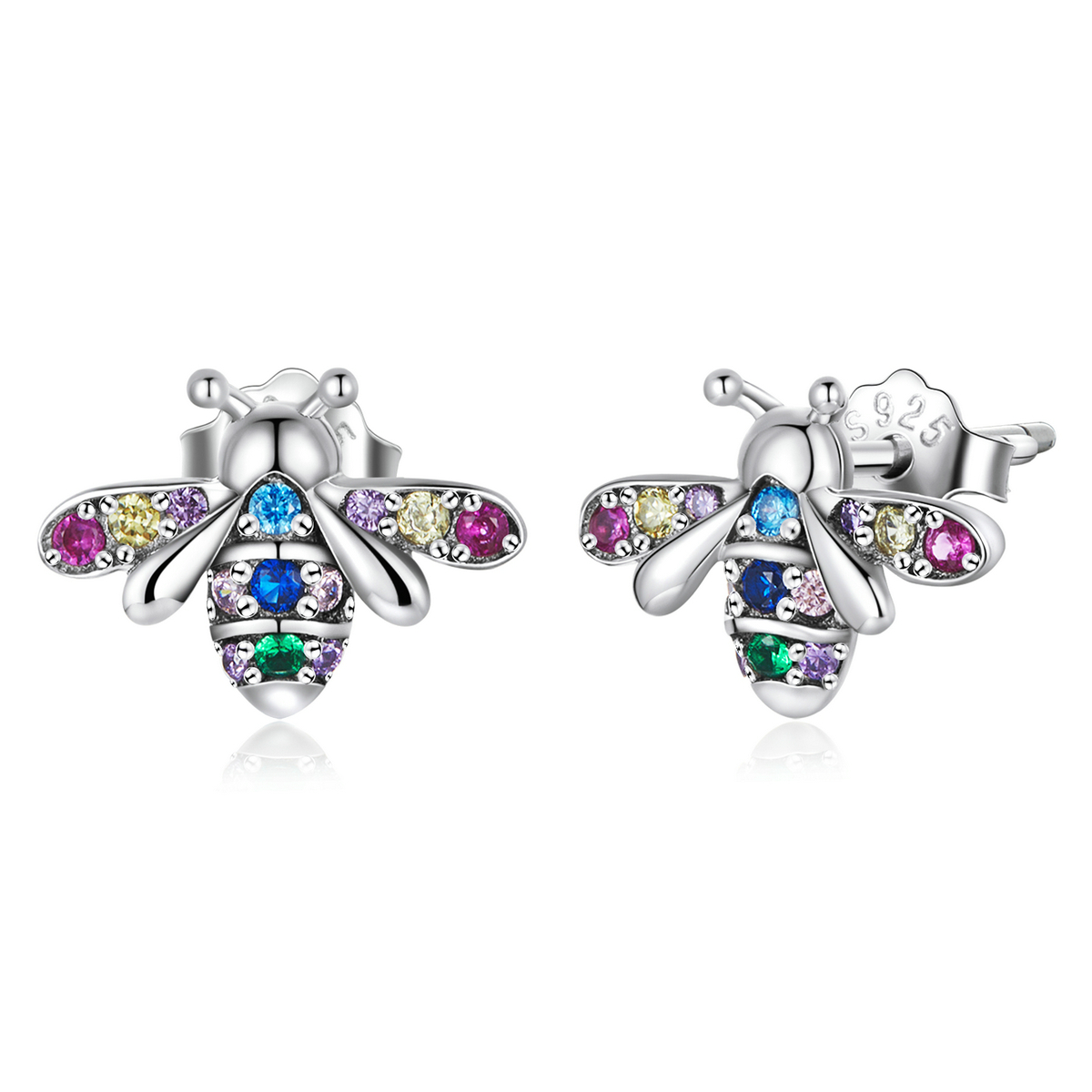 pandora style colorful bee stud earrings bse559