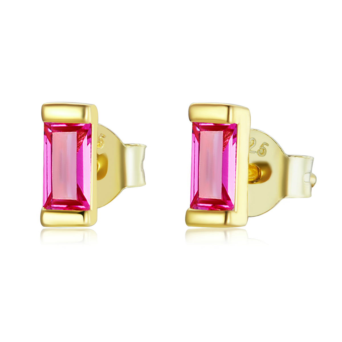 pandora style colorful cubic zirconium pink stud earrings sce1241 or