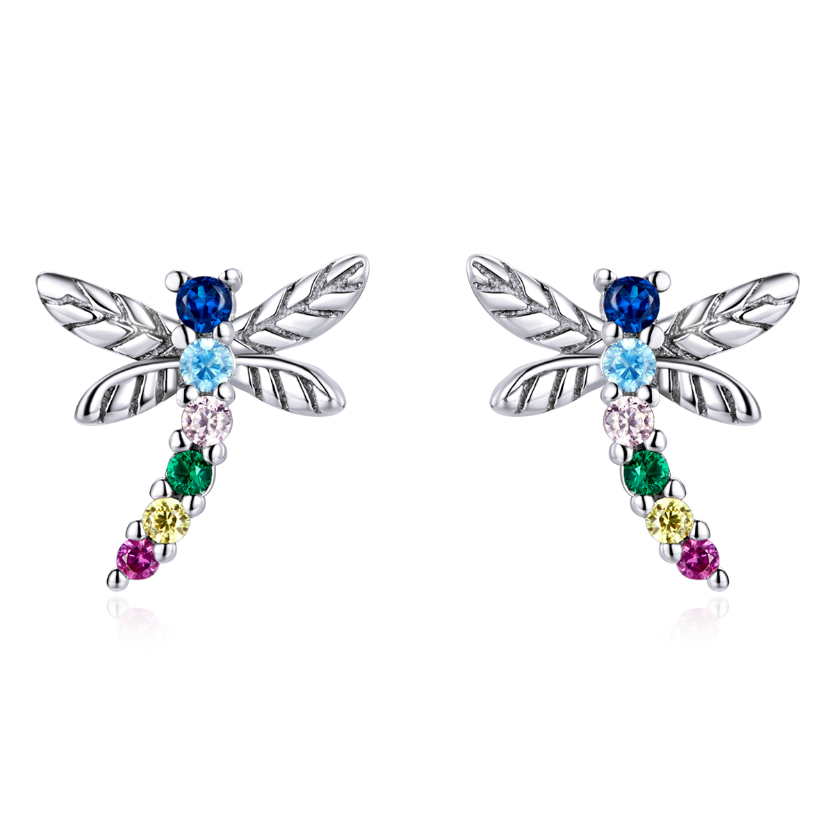pandora style colorful dragonfly stud earrings bse515