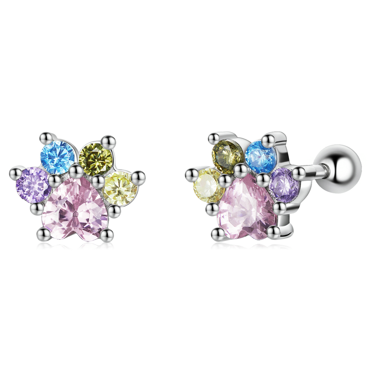 pandora style colorful zirconium cute claws stud earrings sce1334