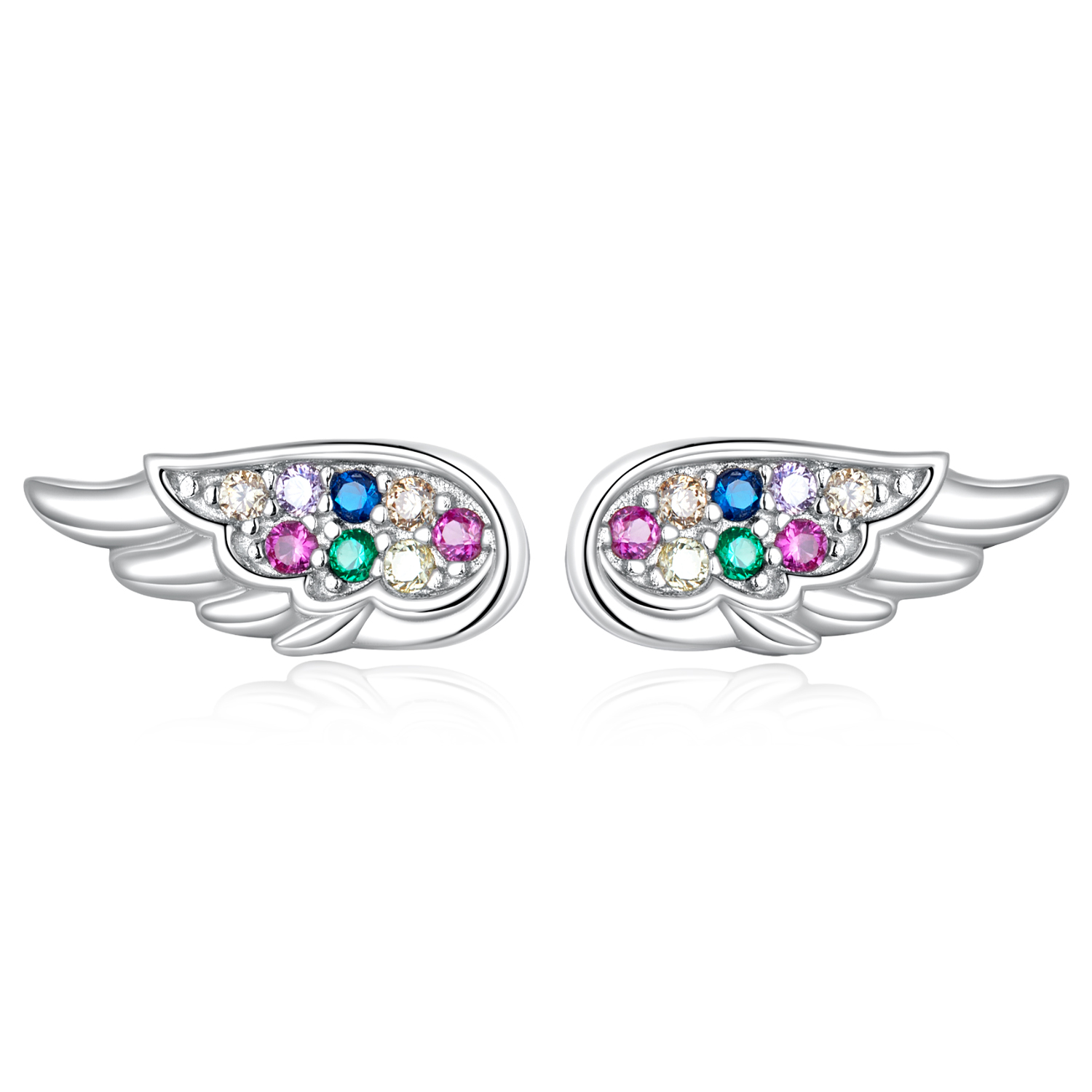 pandora style colorful zirconium wings stud earrings sce1397