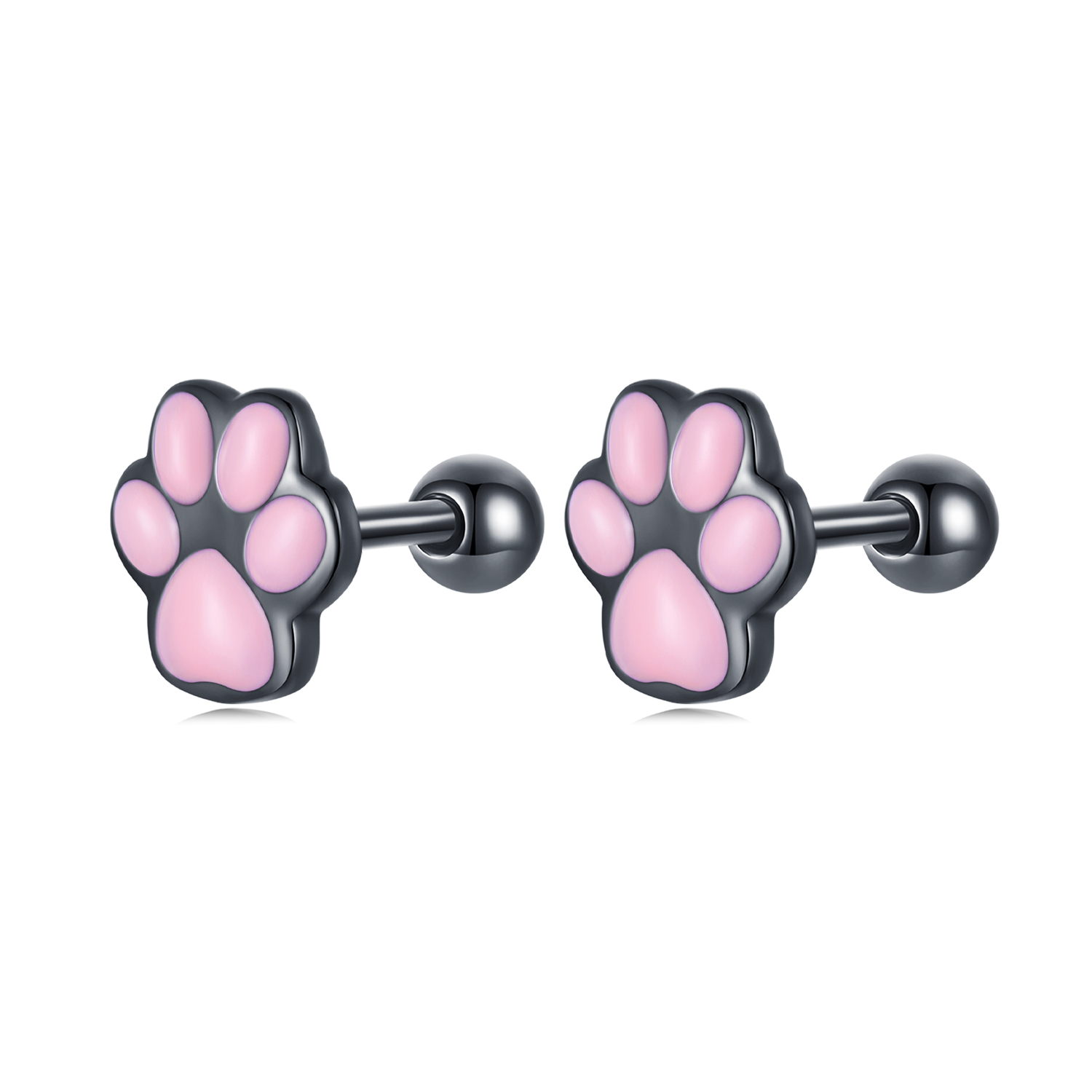 pandora style cute cat paw stud earrings sce1516
