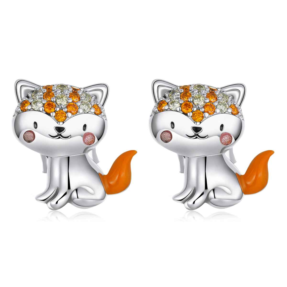 pandora style cute fox stud earrings sce1373