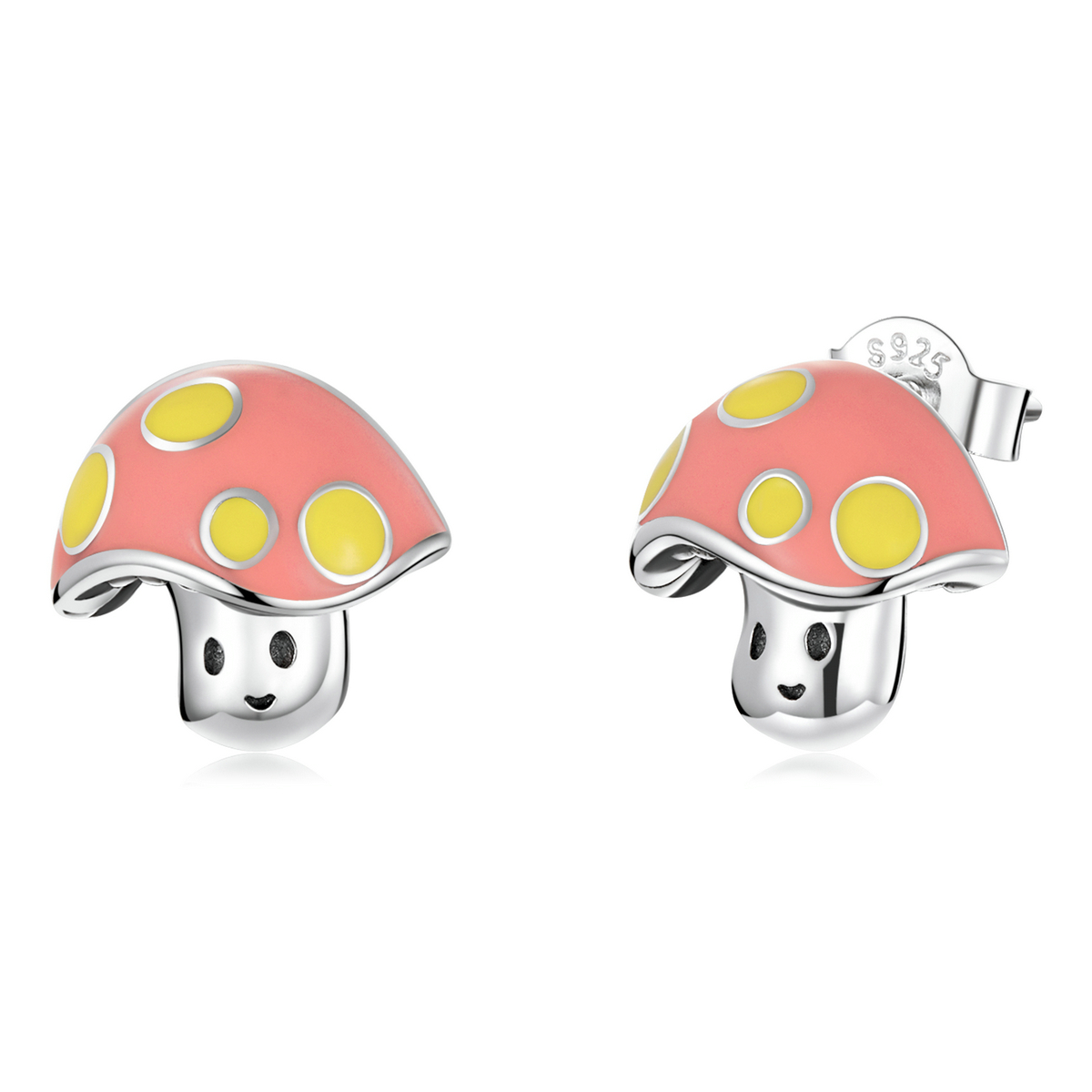 pandora style cute little mushroom stud earrings sce1336