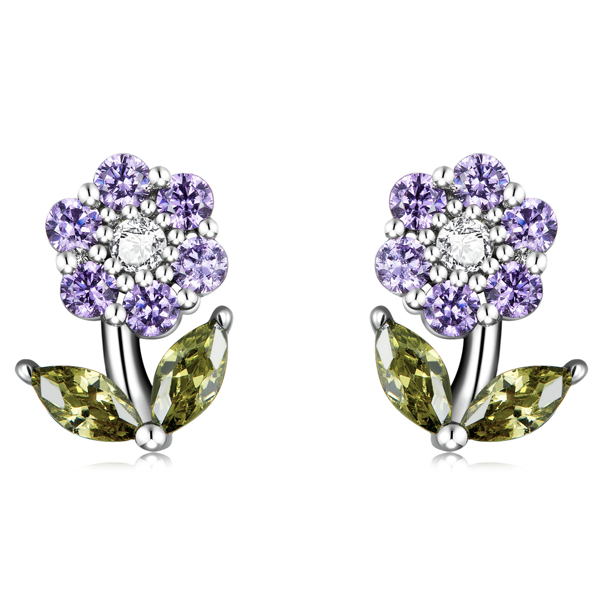 pandora style delicate flowers stud earrings bse592 vt