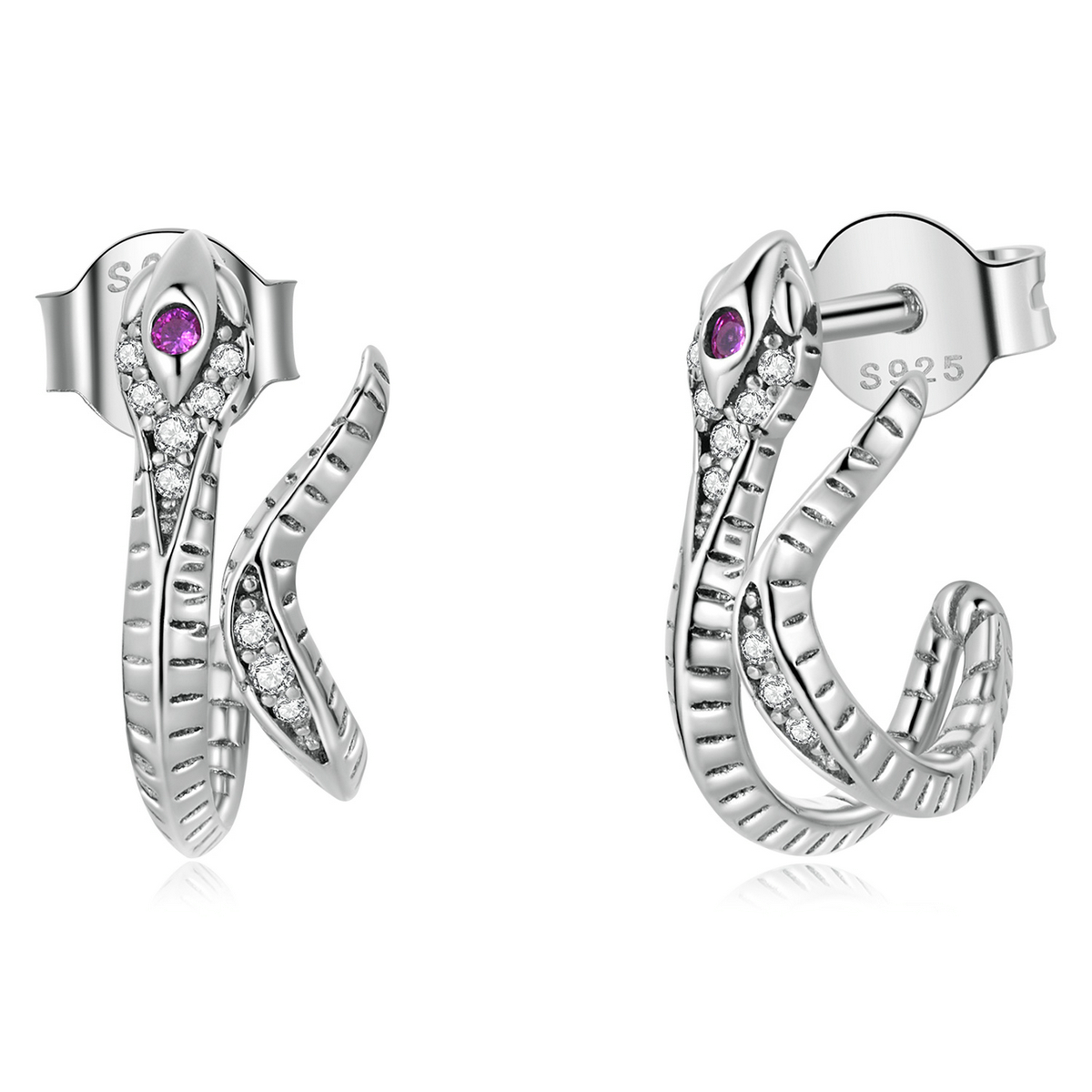pandora style delicate silver snake stud earrings bse565