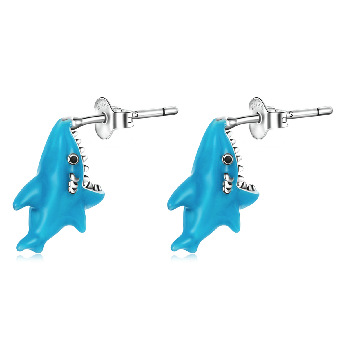 pandora style funny little shark stud earrings bse563